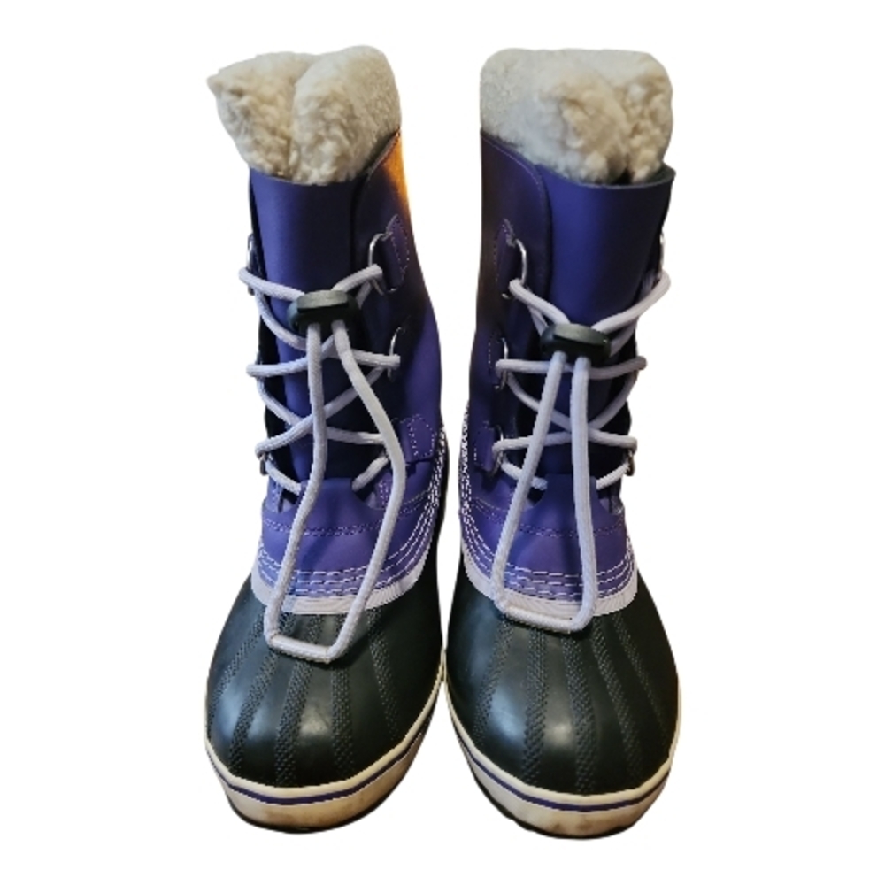 SOREL | Unisex Kids Yoot Pac Waterproof Winter Snow Boots Purple Black Laces | 4